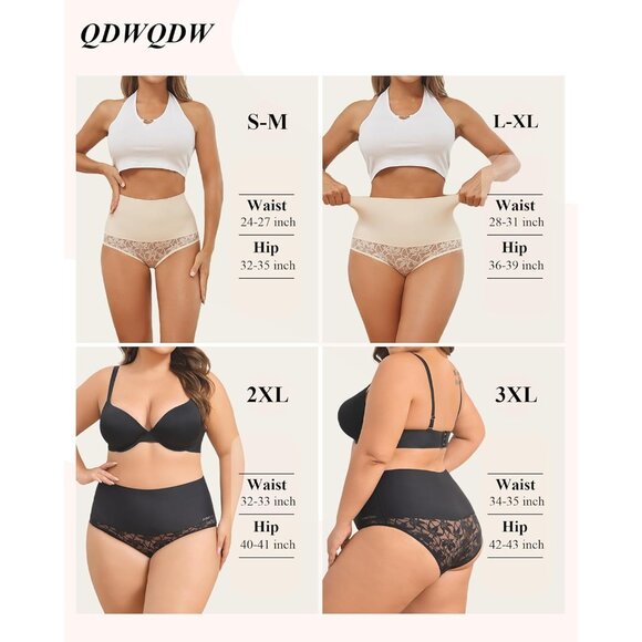 Shapewear Women Tummy Control High Waist Lace Breathable Plus Size Briefs - Picture 6 of 7